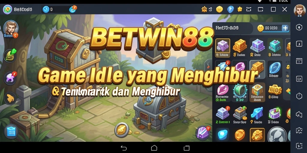 Screenshot gameplay BETWIN88 menampilkan koleksi karakter dan aktivitas pengumpulan otomatis.
