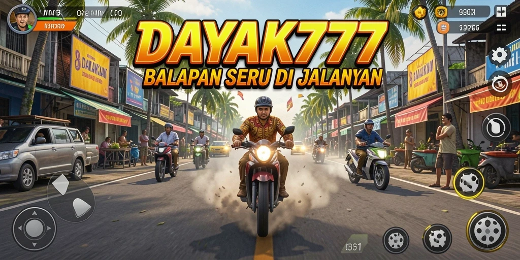 Gameplay DAYAK777 yang menampilkan aksi balap mendebarkan.