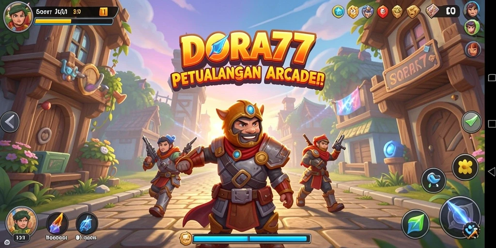 Tangkapan layar DORA77 menampilkan aksi gameplay yang mendebarkan dan penuh warna.