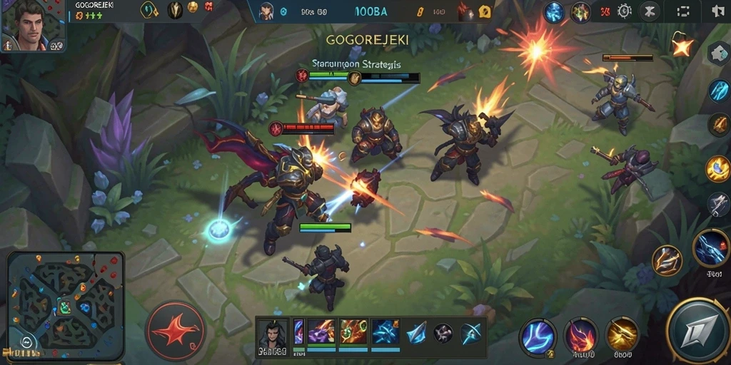 Gameplay GOGOREJEKI saat pertarungan seru di arena MOBA.