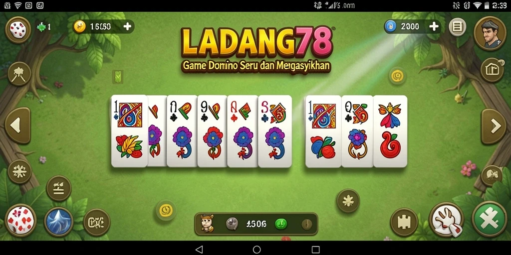 Tampilan gameplay menarik dari LADANG78 dengan domino berwarna-warni.
