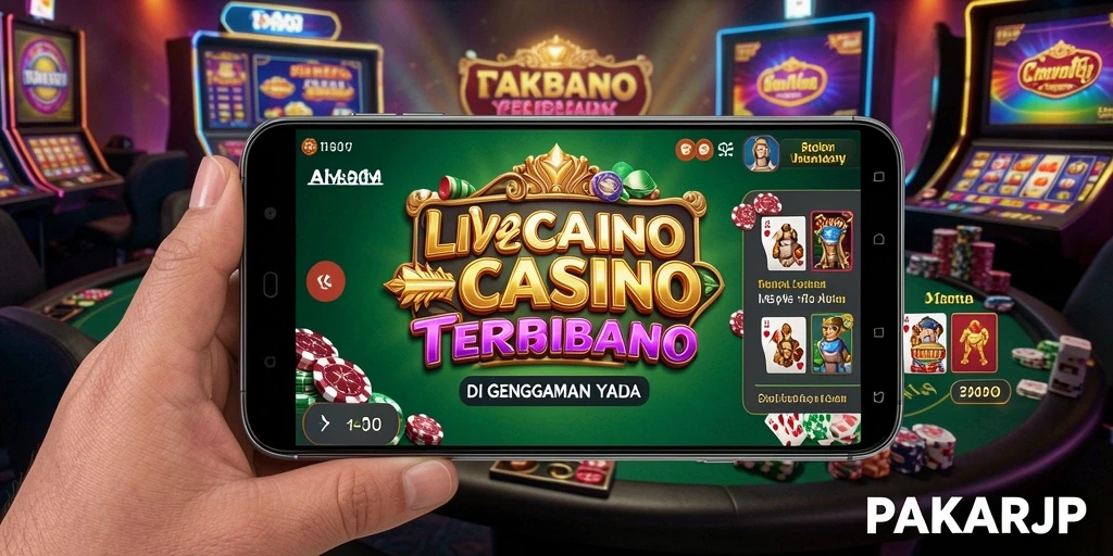 Tangkapan layar gameplay PAKARJP menampilkan dealer langsung dan suasana kasino yang mendebarkan.