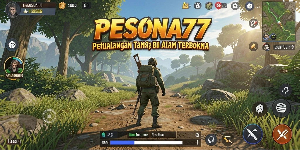 Screenshot gameplay PESONA77 memperlihatkan eksplorasi dunia yang luas.