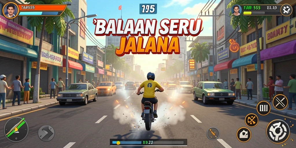 Gameplay TAR555 yang mendebarkan dengan mobil balap cepat.