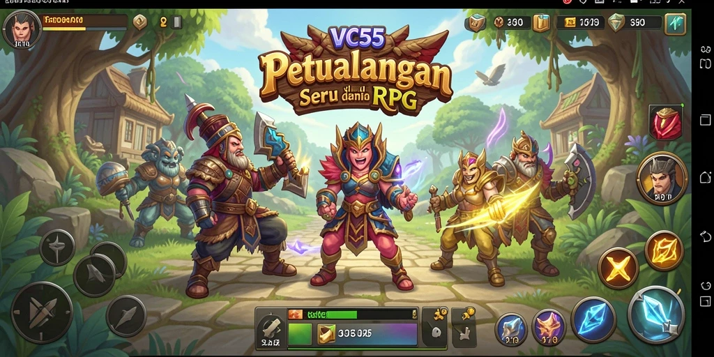 Tampilan gameplay menakjubkan dari VC55 yang menggambarkan pertempuran RPG.